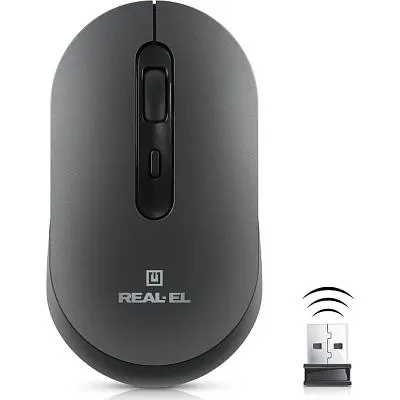 Компьютерная мышка Real-El RM-470W Wireless/Bluetooth Dark Gray (EL123200049) - фото 2
