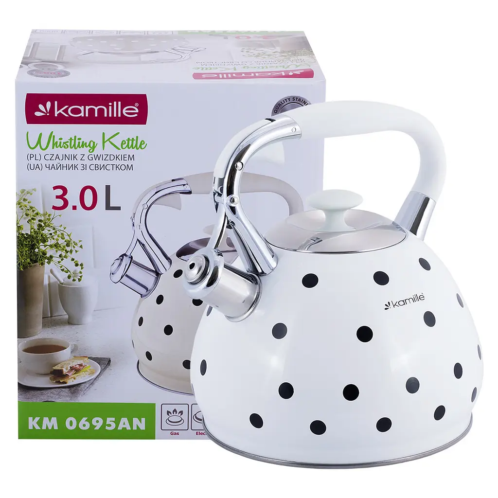 Чайник із свистком Kamille KM-0695WH 3 л білий - фото 5
