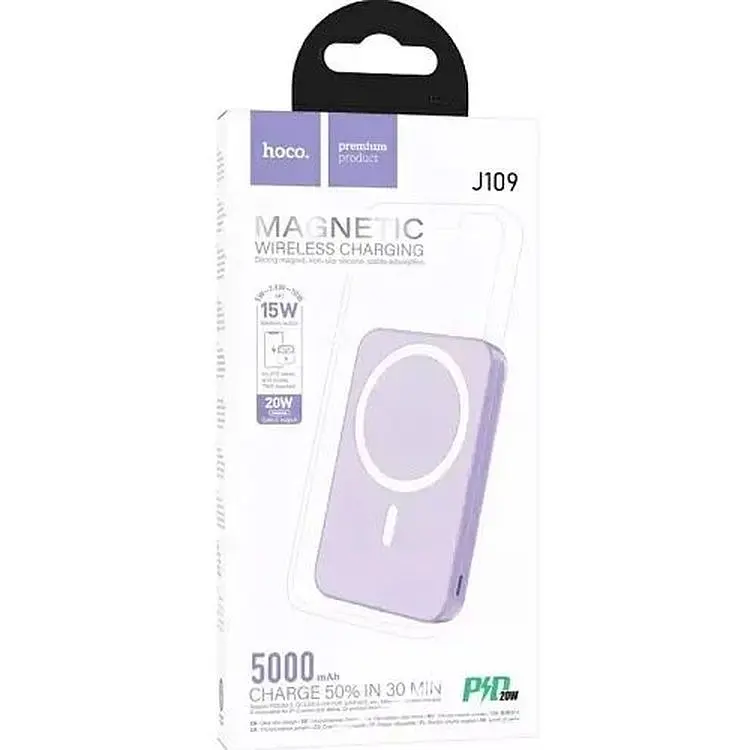 Портативна батарея Hoco J109 Easy PD20W MagSafe 5000 mAh Purple - фото 5