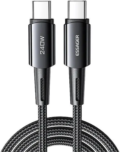 Кабель Essager Sunset Type C to Type C 240W Data cable 2 м Dark Grey (EXCTT3-CGA0G-P) - фото 3
