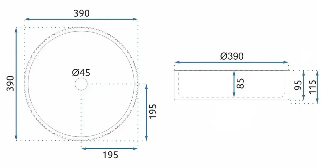 Умивальник Rea Cristal transparent (REA-U8881) 39см - круглий - накладний - загартоване скло - фото 5