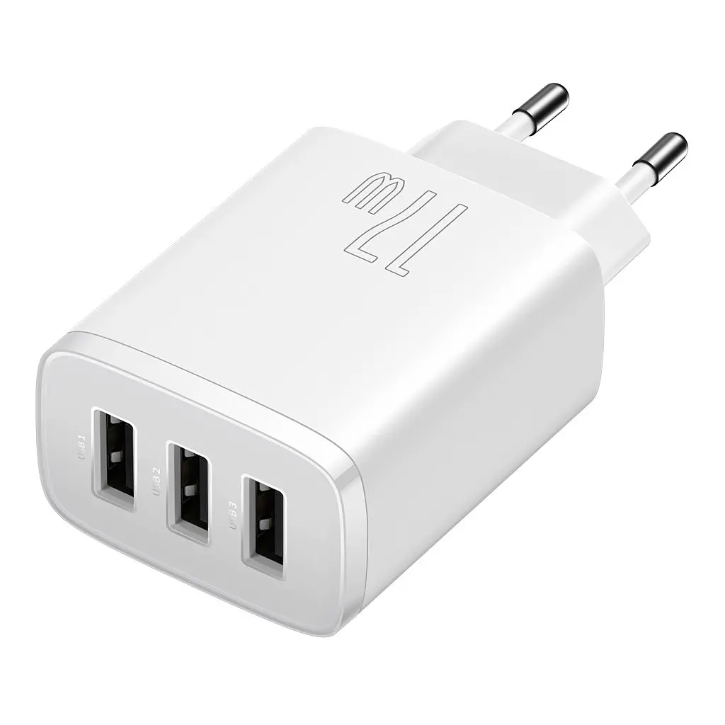 Зарядний пристрій Baseus Compact Charger 3U 17W White (CCXJ020102) - фото 2