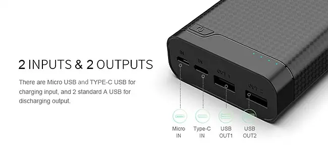 Внешний аккумулятор Power Bank Pineng PN-932 20000mAh Черный - фото 3