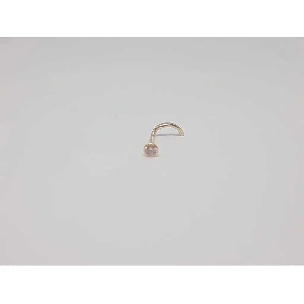 Золотая серьга-пирсинг в нос Dear с фианитом. 1023.1 Розовый (светлый) - фото 3
