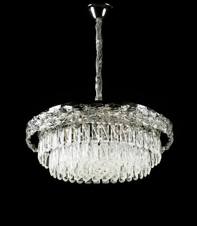 Велика хромована кришталева світлодіодна люстра Splendid Ray LA7013/600/8+LED (CR), 60 см на 8 ламп - фото 2