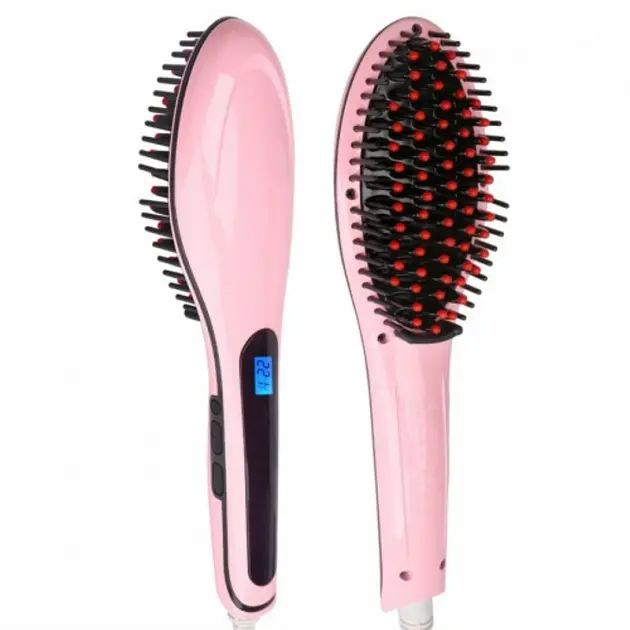 Електрична щітка-випрямляч Fast Hair Straightener HQT-906 Фен-щітка для випрямлення та укладки волосся з LED дисплеєм та - фото 2