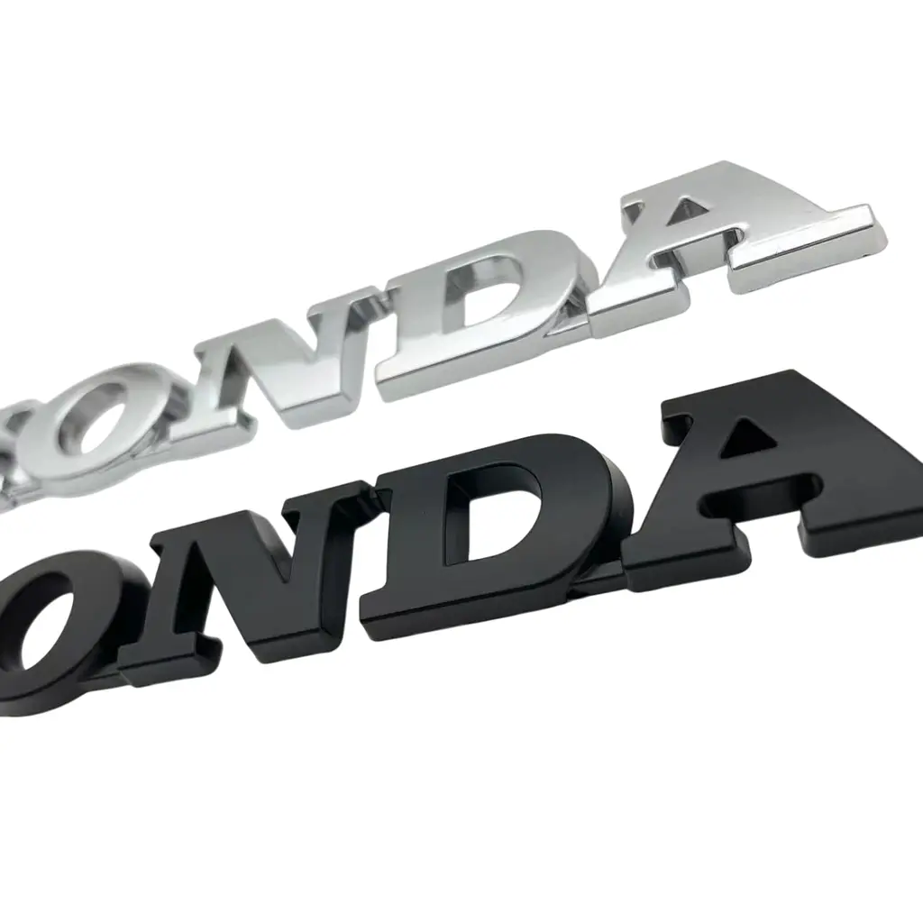 Емблема напис Honda Хонда Чорна 150х20 мм метал на скотчі (Завод) - фото 3
