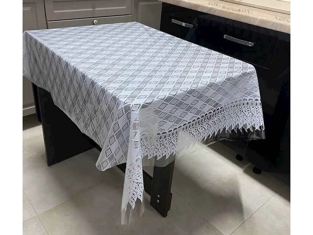 Клейонка SELENA LACE 1,35м х 22м ПВХ, ажурна "Ромб біла"