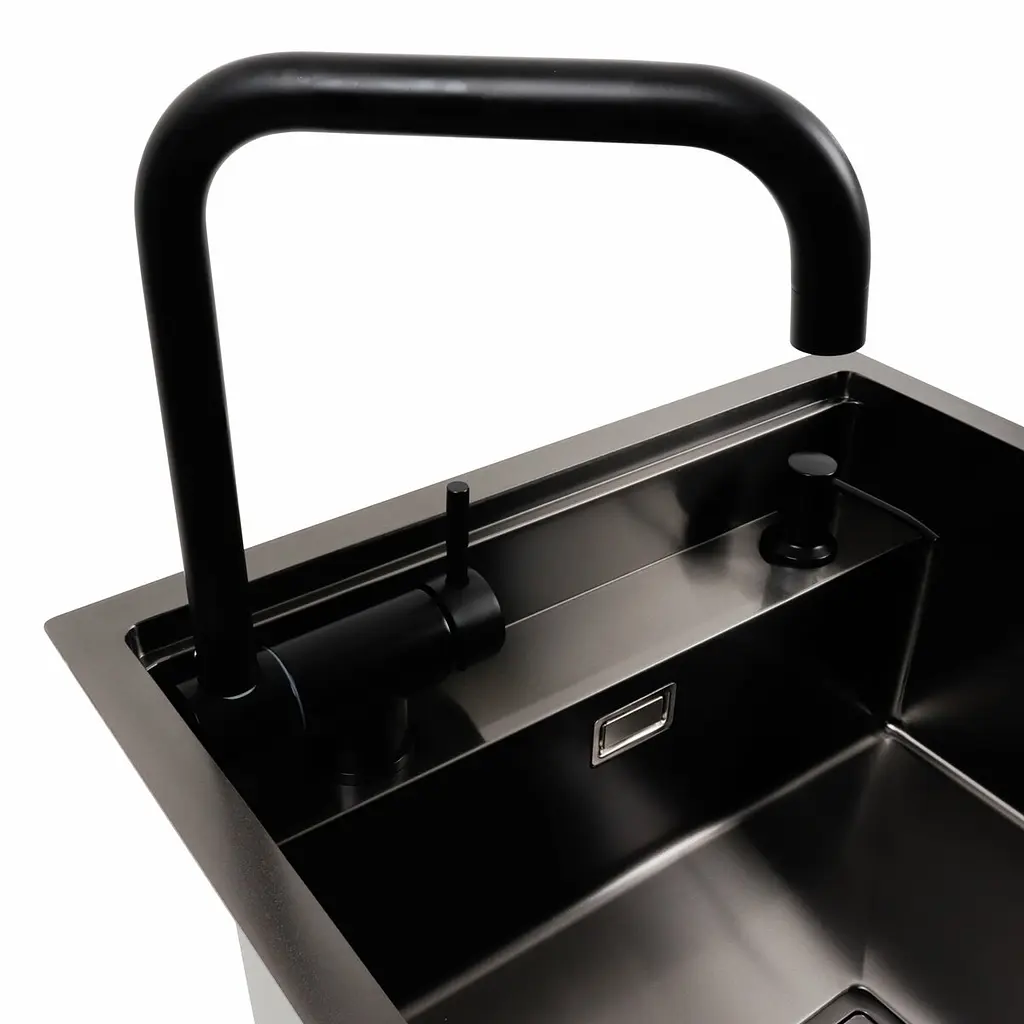 Кухонная мойка скрытая черная Platinum TZ 50x50, Черный - фото 5