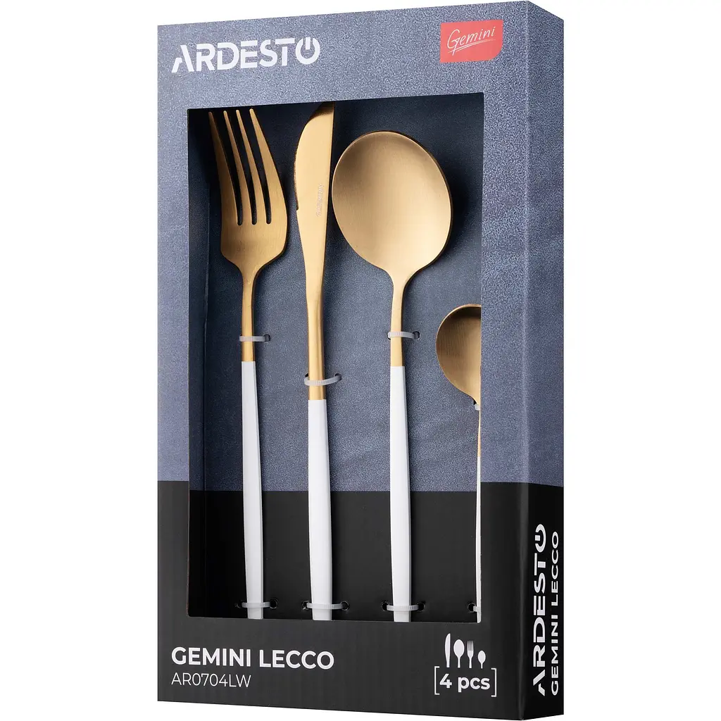 Набір столових приборів Ardesto Gemini Lecco золотисто-білий 4 шт. (AR0704LW) - фото 6