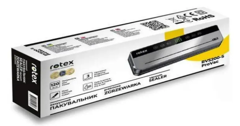 Вакууматор Rotex RVS-200-S ProVac вакуумний пакувальник для вакуумного пакування продуктів 110 Вт Чорний - фото 6