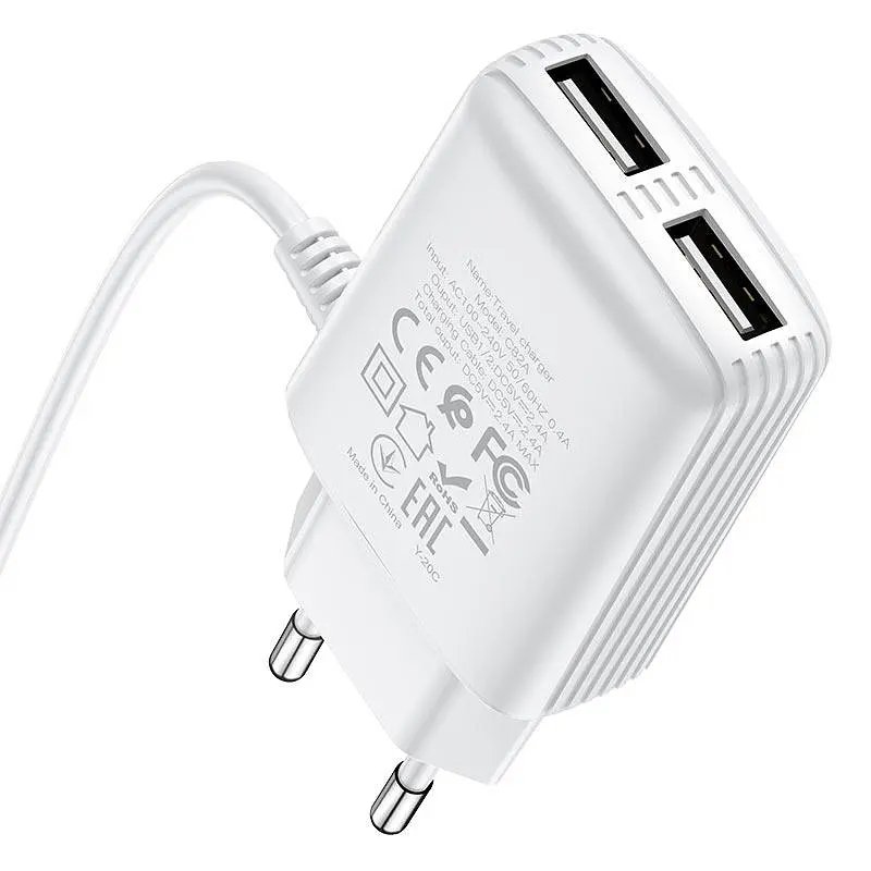 Адаптер зарядний HOCO Lightning cable Real power C82A білий - фото 3