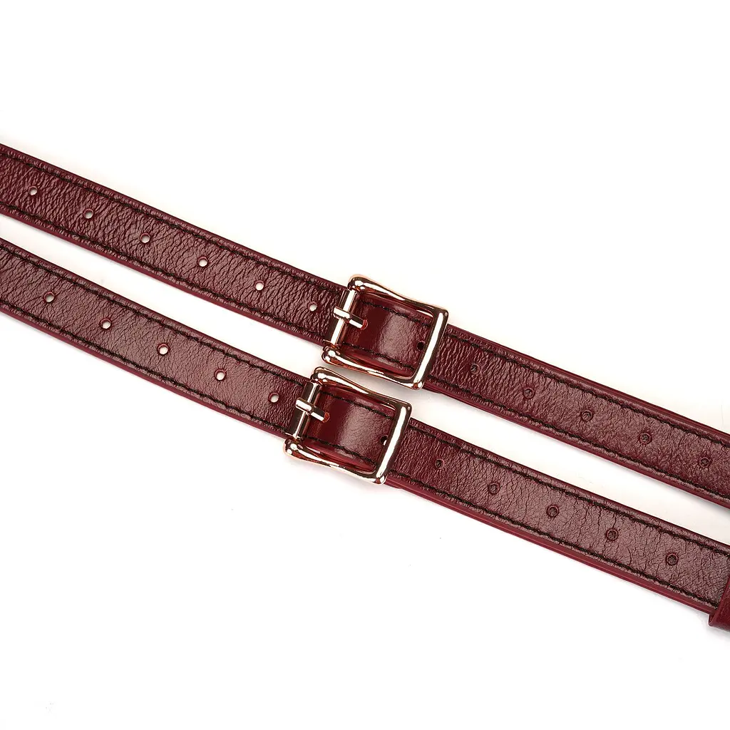Шкіряні трусики для страпона Liebe Seele Wine Red Strap on Harness, універсальний розмір - фото 7