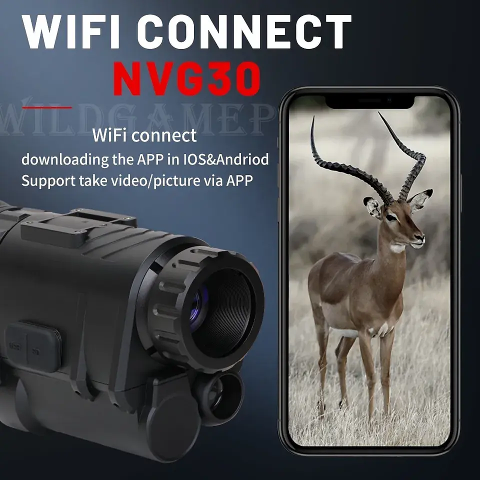 Комплект - монокуляр ночного видения NVG30 Wi-Fi 940nm + шлем (ABS-пластик) + крепления (Черный) - фото 7