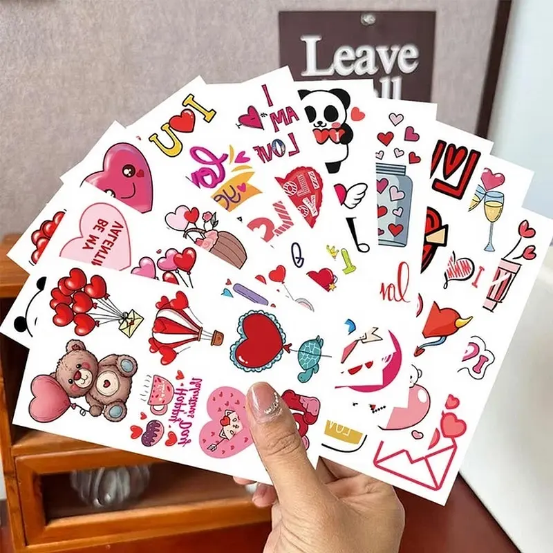 Набір тимчасових тату "Кохання №3" Fresh Tattoo Love-tattoo-mini-set-2-10, 10 штук, розмір 12 х 7 см - фото 2