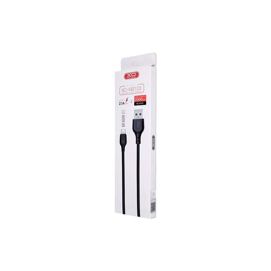 Дата кабель USB 2.0 AM to Micro 5P 2.0m 2.1A black XO (XO-NB103-BK) - фото 2