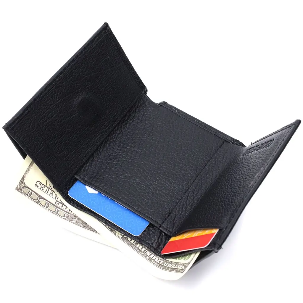 Зручний компактний гаманець з монетницею із натуральної шкіри ST Leather 22742 чорний - фото 7