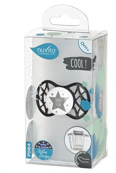 Силиконовая ортодонтическая пустышка Nuvita Air55 Cool Baby Star, 0+ мес., черный (NV7064IB) - фото 4