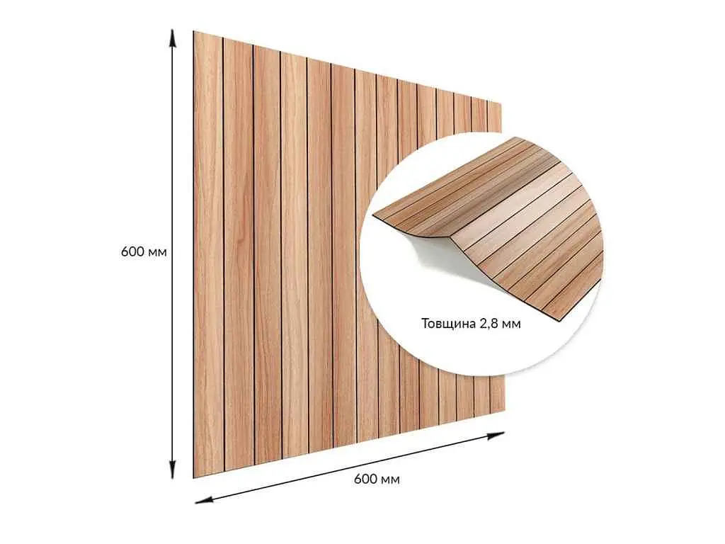 Покриття вінілове самоклеюче 3D рейки STICKER WALL 600*600*2,8мм Тік золотистий SW-00002203 - фото 4