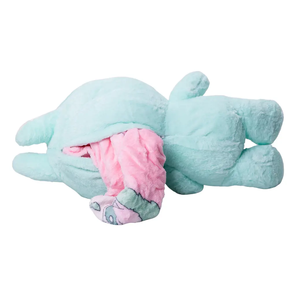 Детская игрушка Labubu с пледом 54 см плюшевая 3 в 1 подушка-объятия Мятный Colorful Home LAB3M - фото 3