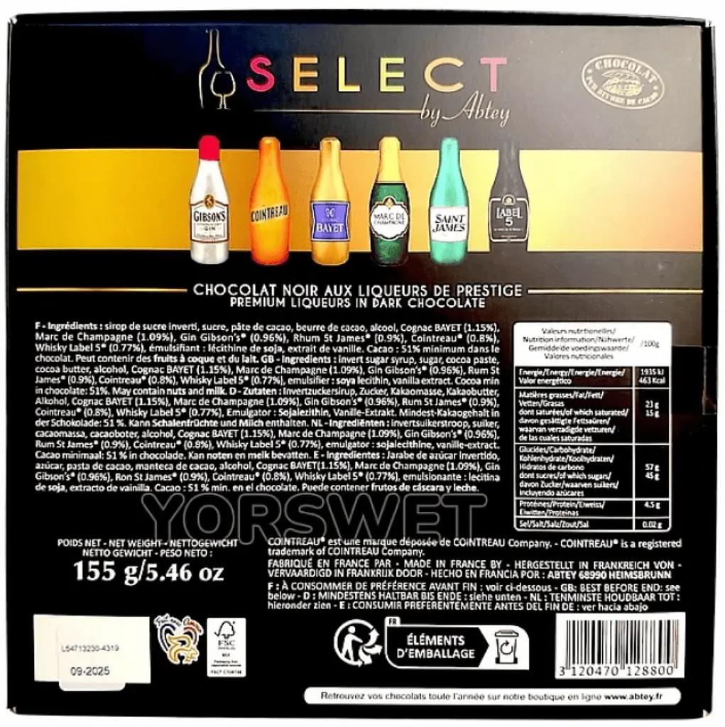 Шоколадні цукерки-пляшечки з лікером Abtey Chocolate Liqueurs Selection Box 155г - фото 4