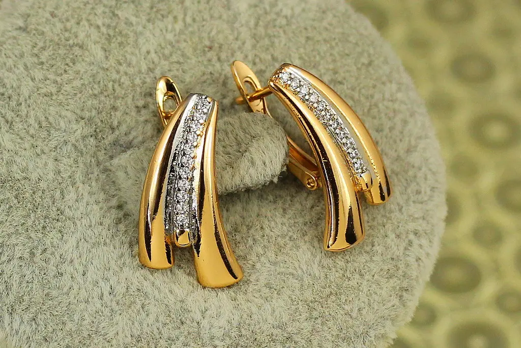 Сережки Xuping Jewelry розвиток з родієм 2 см золотисті - фото 2