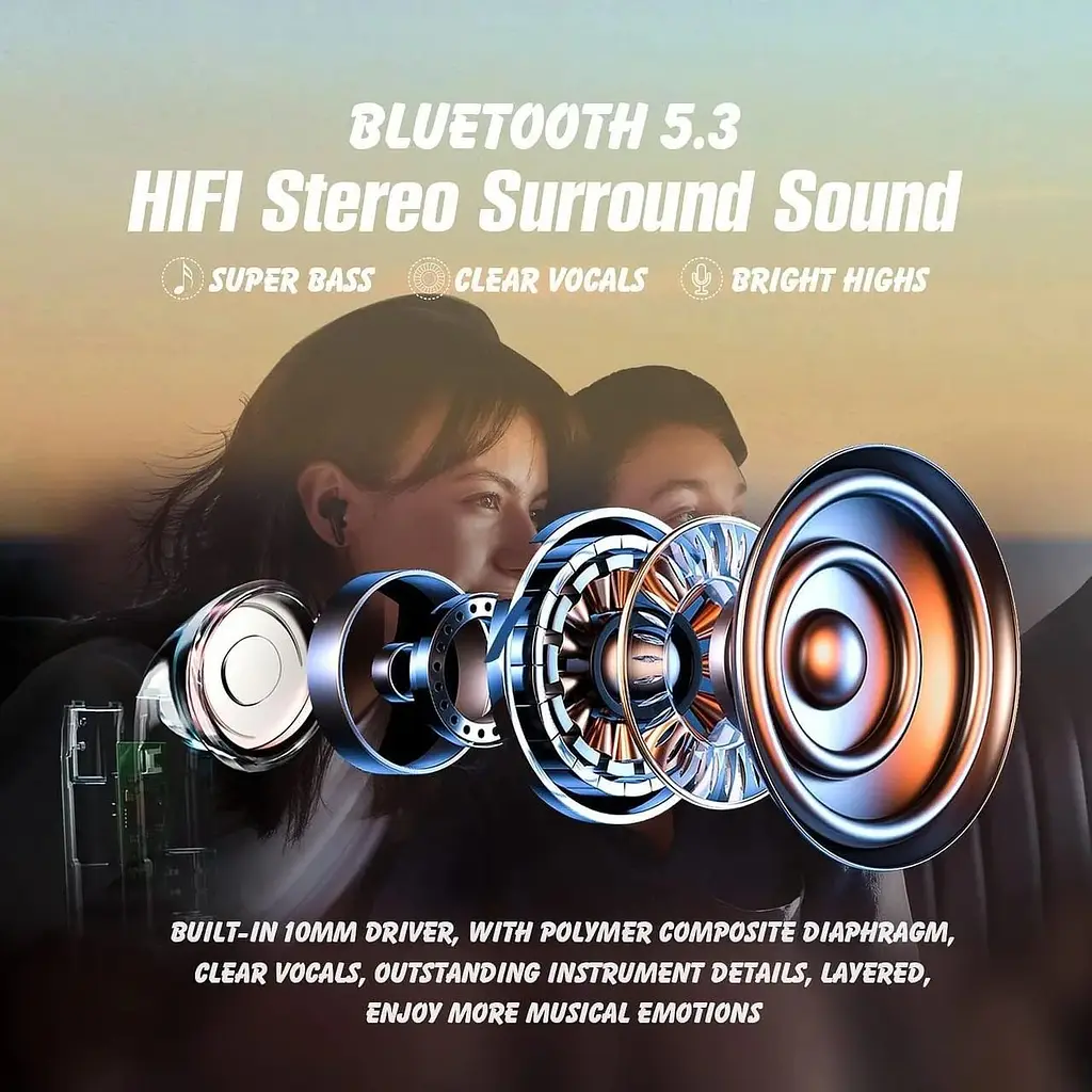 Бездротові навушники DUVOSS Bluetooth з 4 мікрофонами ENC - фото 2