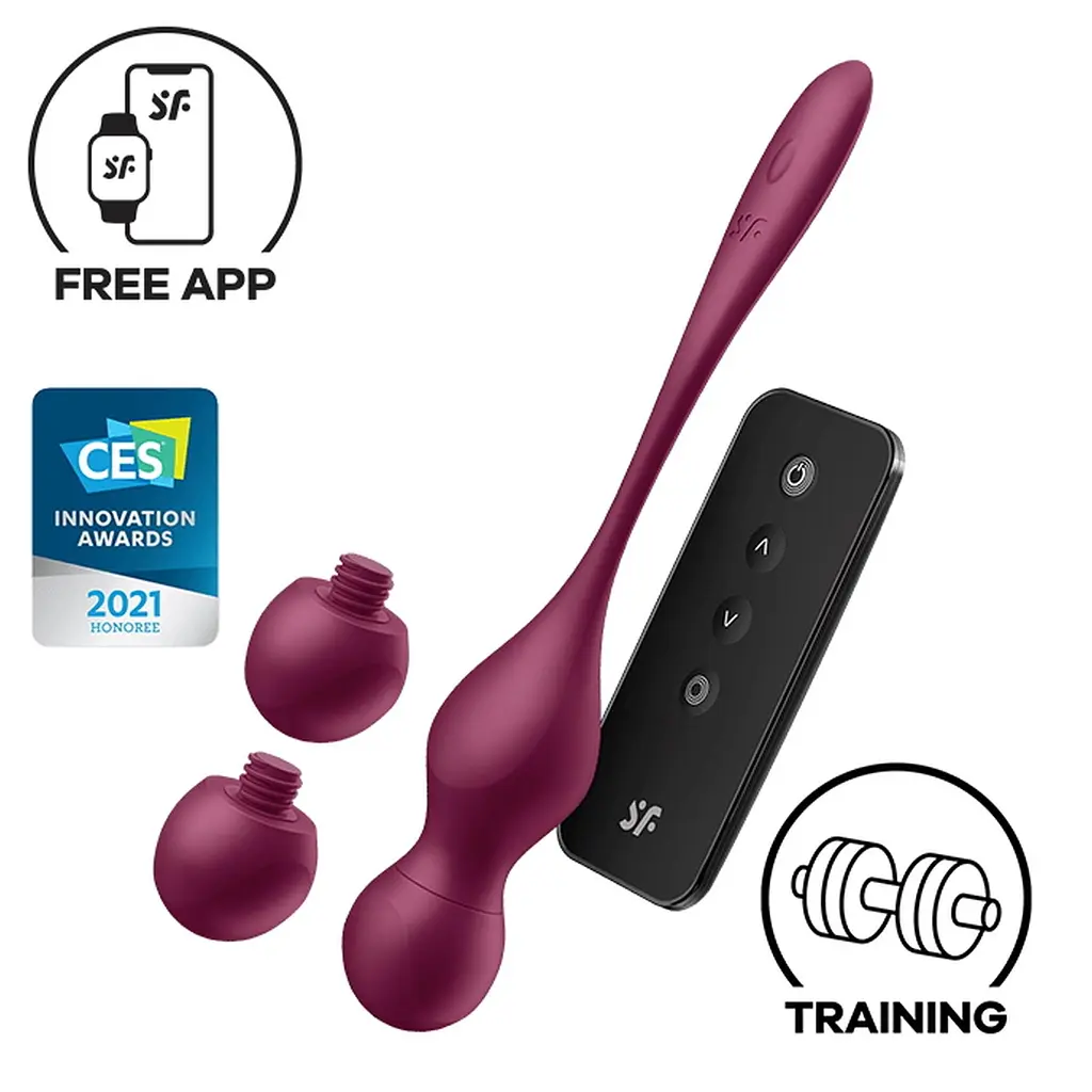 Вагінальні кульки Satisfyer Love Birds Vary, 22.2 бордовий - фото 2