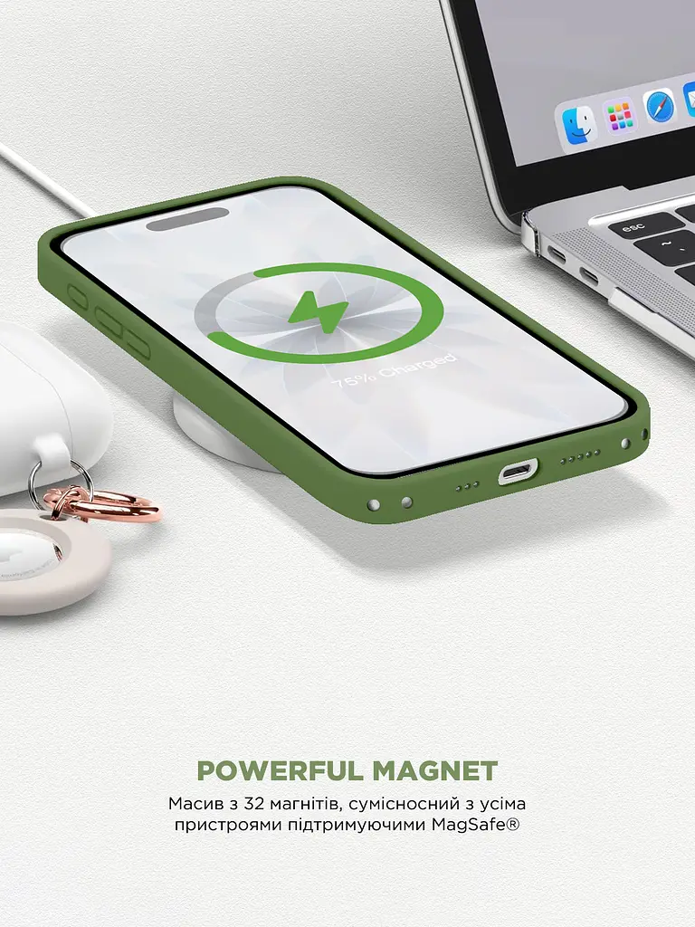 Силиконовый чехол с MagSafe для Apple iPhone 17, ICON2 MagCase, зеленый, противоударный, панель с мягкой подкладкой, защита всего корпуса, поддержка беспроводной зарядки, совместим с защитными стеклами и пленками, ArmorStandart (ARM89580) - фото 8