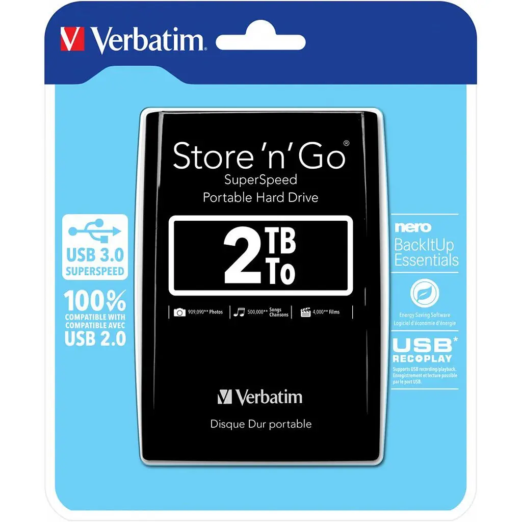 Зовнішній жорсткий диск Verbatim Store `n` Go USB 3.0 2TB Black (53177) [157795] - фото 5