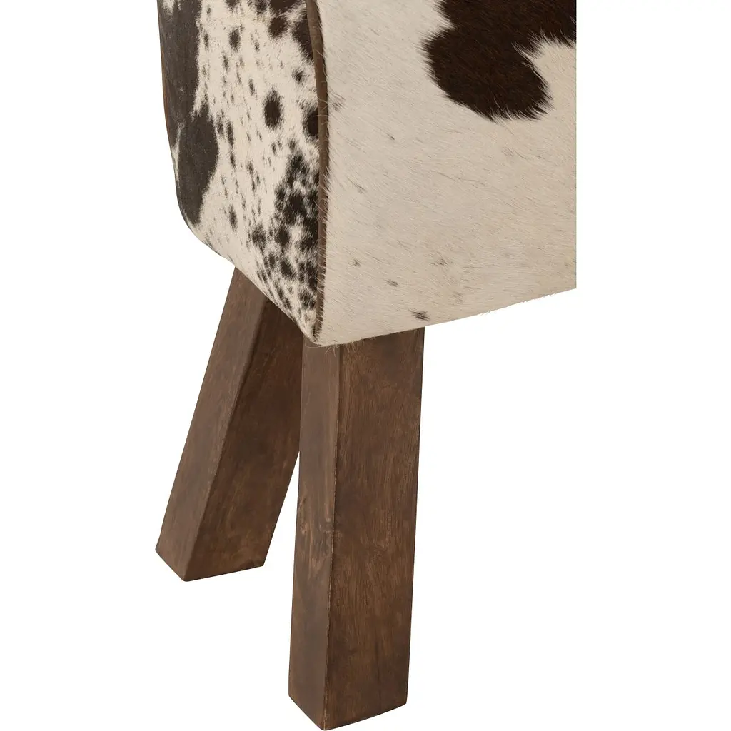 Пуф J-line на ніжках шкіряний коричнево-білий (45919) - фото 2
