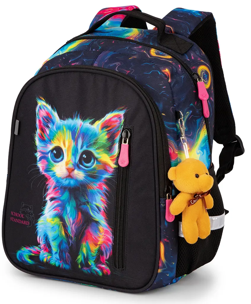 Ортопедичний рюкзак 3 в 1 з пеналом та мішком для дівчинки School Standard 375 гр 17 літрів Цвітний - фото 2