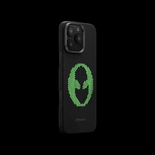 Карбоновий чохол, що світиться Pitaka x Aries Tactile Woven Case Alien для iPhone 16 Pro Max (KI1601ALP) - фото 2