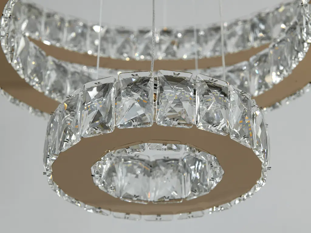 Люстра LED Diasha 7201-8A/580+400+200G кільцева, 66W, золото, регульована висота, пульт ДУ, IP20, сучасний стиль для дому - фото 5