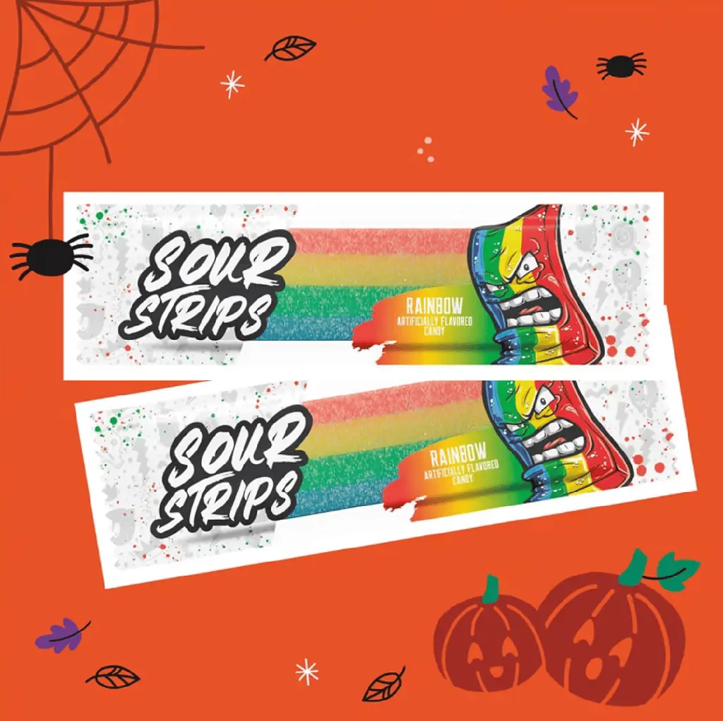Жувальні цукерки Sour Strips Rainbow Halloween Candy 48шт, 192г - фото 5