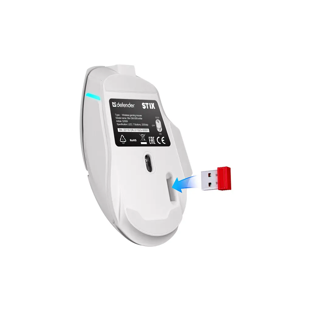 Мышка Defender Stix GM-009 LED Wireless White (52009) - фото 5