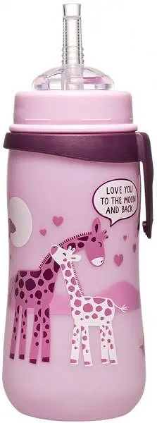 Поїльник з трубочкою Nip Straw Cup Жирафи 330 мл бузковий (35068) - фото 2