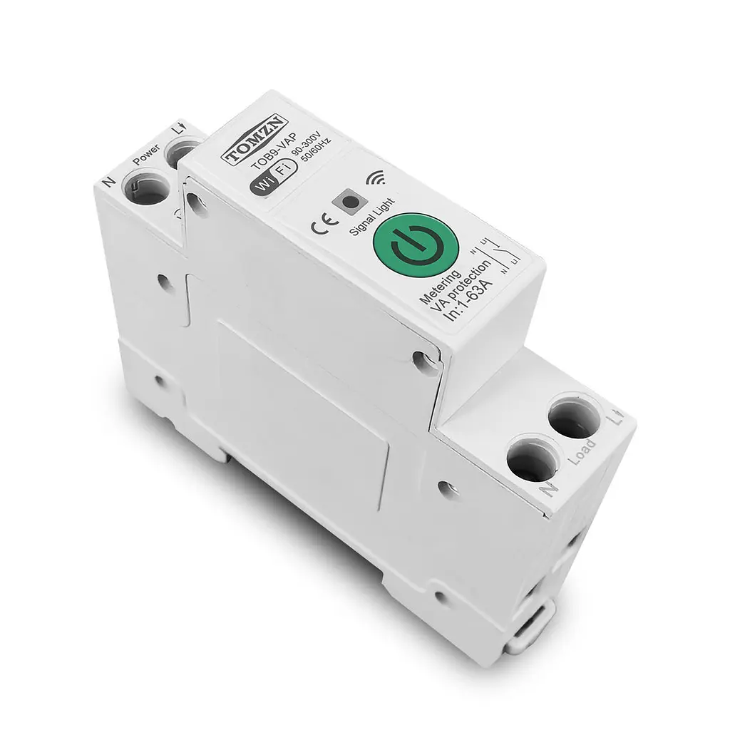 Розумний автоматичний вимикач Tuya Wi-Fi із захистом TOMZN TOB9-VAP 1P+N 110/220V 1–63A Цифрове реле з лічильником (19645) - фото 2