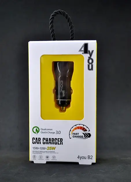 АЗП 4you B2 (total 5A/25W, QC3, Fast Charger, 2 USB, 3.6-12V) black - фото 2