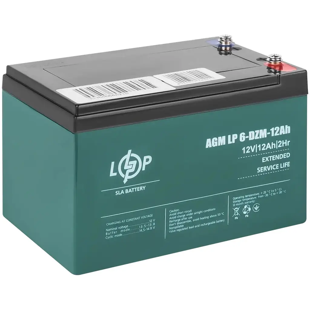 Аккумулятор LogicPower 6-DZM-12 Ah тяговый свинцово-кислотный под болт М5 (LP9172) - фото 2