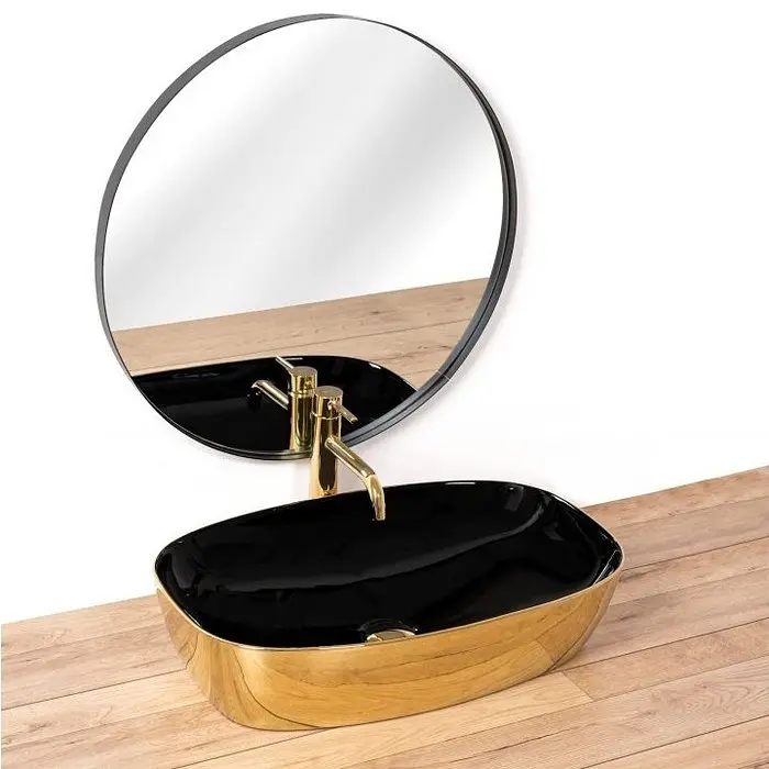Умивальник Rea Rich 38,5x60,5 black/gold (REA-U9600) - фото 2