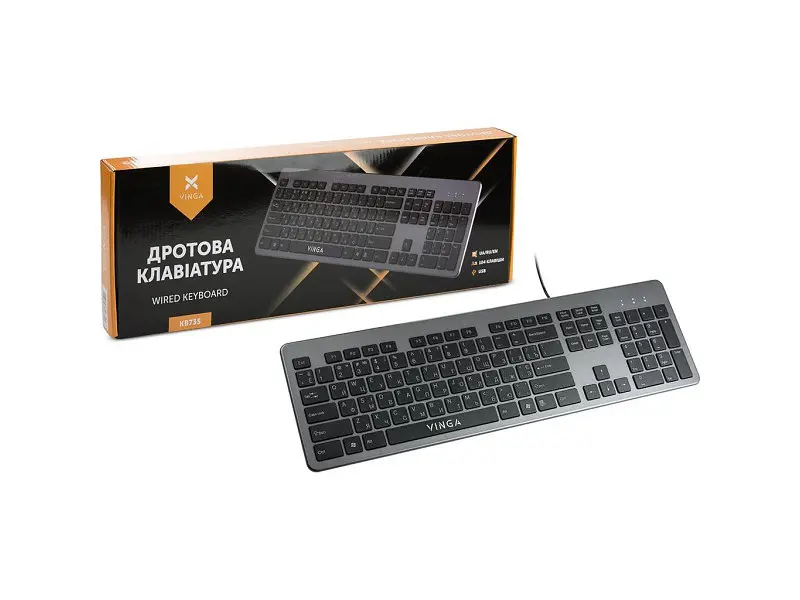 Клавіатура Vinga KB735 Black-Gray - фото 9