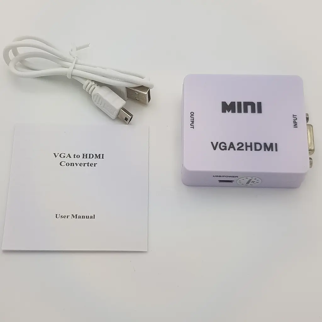 Конвертер адаптер з VGA в HDMI перехідник перетворювач 1080P відео та аудіо UKC білий - фото 12