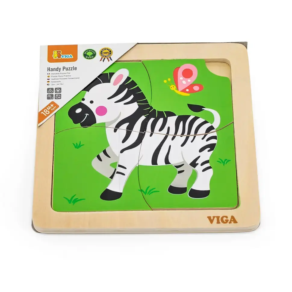 Деревянный мини-пазл Viga Toys Зебра 4 элемента (51317) - фото 4
