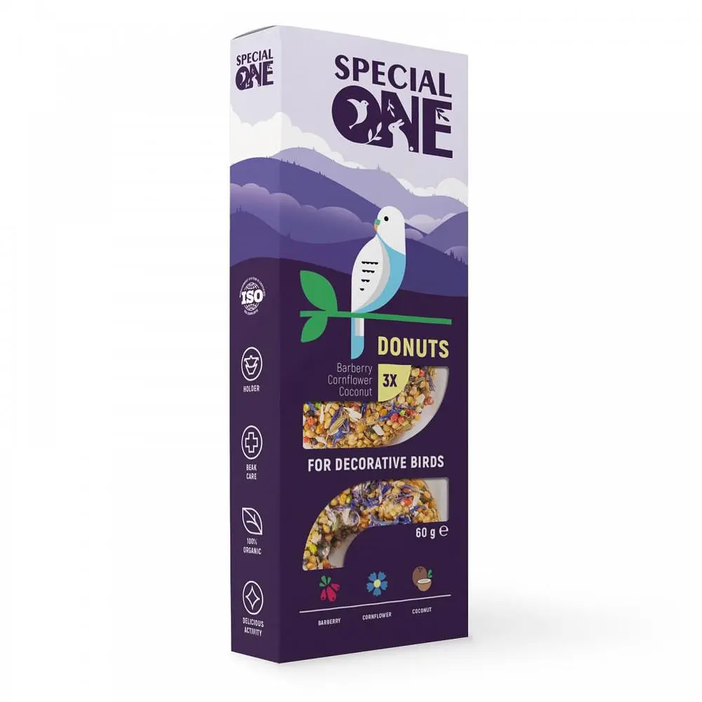 Пончики SPECIAL ONE «Барбарис, волошка, кокос» для декоративних птахів 60г арт.PR242516