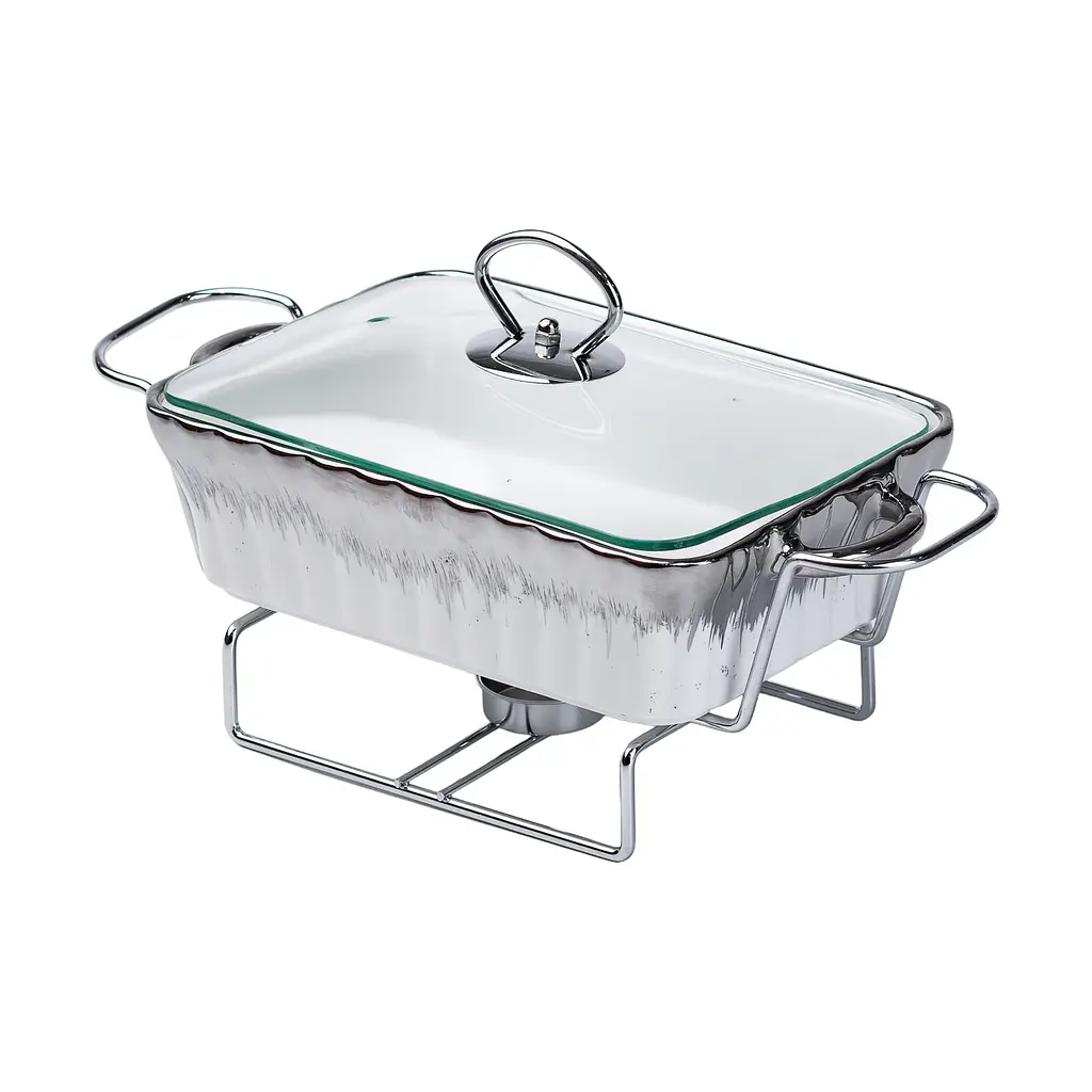 Мармит прямоугольный 1 литр с подогревом для вторых блюд Серебристый Yiwu HP1019 - фото 2