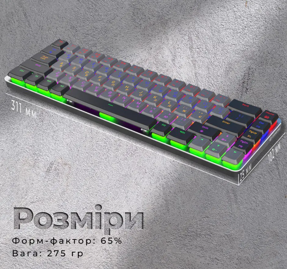 Клавиатура игровая механическая беспроводная GamePro MK-122R 2.4G Wireless Red Swich Low Profile Dark Gray - фото 9
