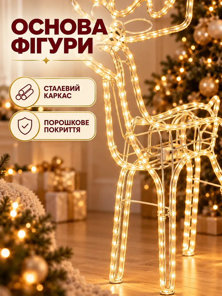 Світлодіодна фігура олень 95 см з поворотом голови для дому та вулиці теплий білий (32001551) - фото 6