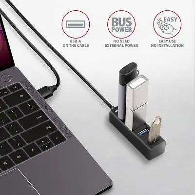 Концентратор AXAGON USB 3.1 to 4xUSB 3.0 1.2m black (HUE-M1AL) - фото 3