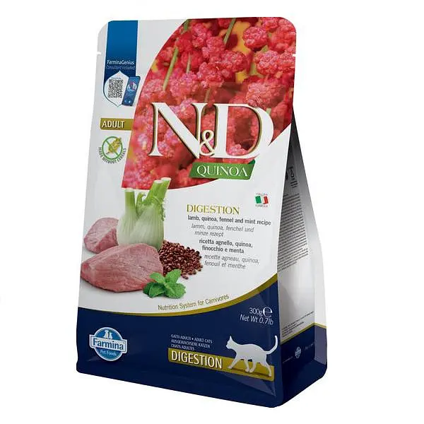 Сухий корм Farmina N&D Quinoa Digestion Adult Lamb для котів із порушеннями травлення (ягня, кіноа), 300 г